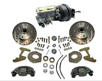 1964-66 Mustang 6 cylinder front disc brake kit, 4 lug for 14" wheel, w/ dual MC