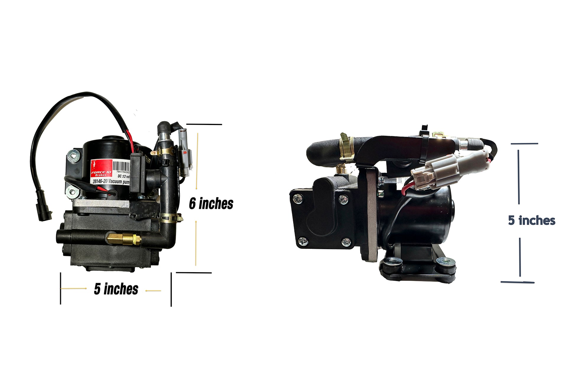 Brake Booster Vacuum Pump -Ultra quiet Dual piston pump 12 V "Plug and Play"  with install kit