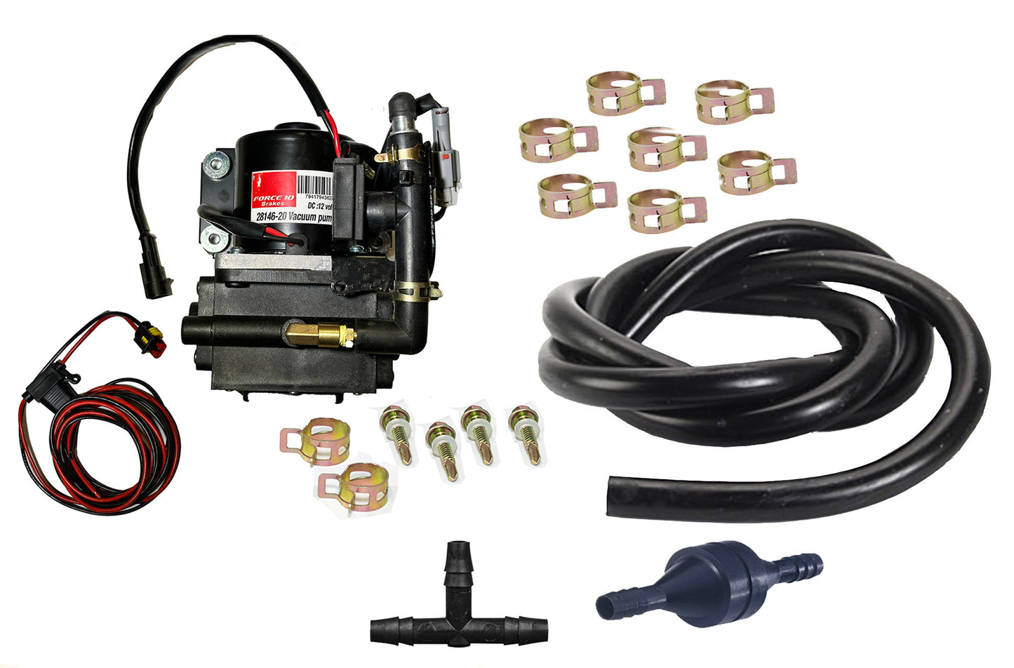 Brake Booster Vacuum Pump -Ultra quiet Dual piston pump 12 V "Plug and Play"  with install kit