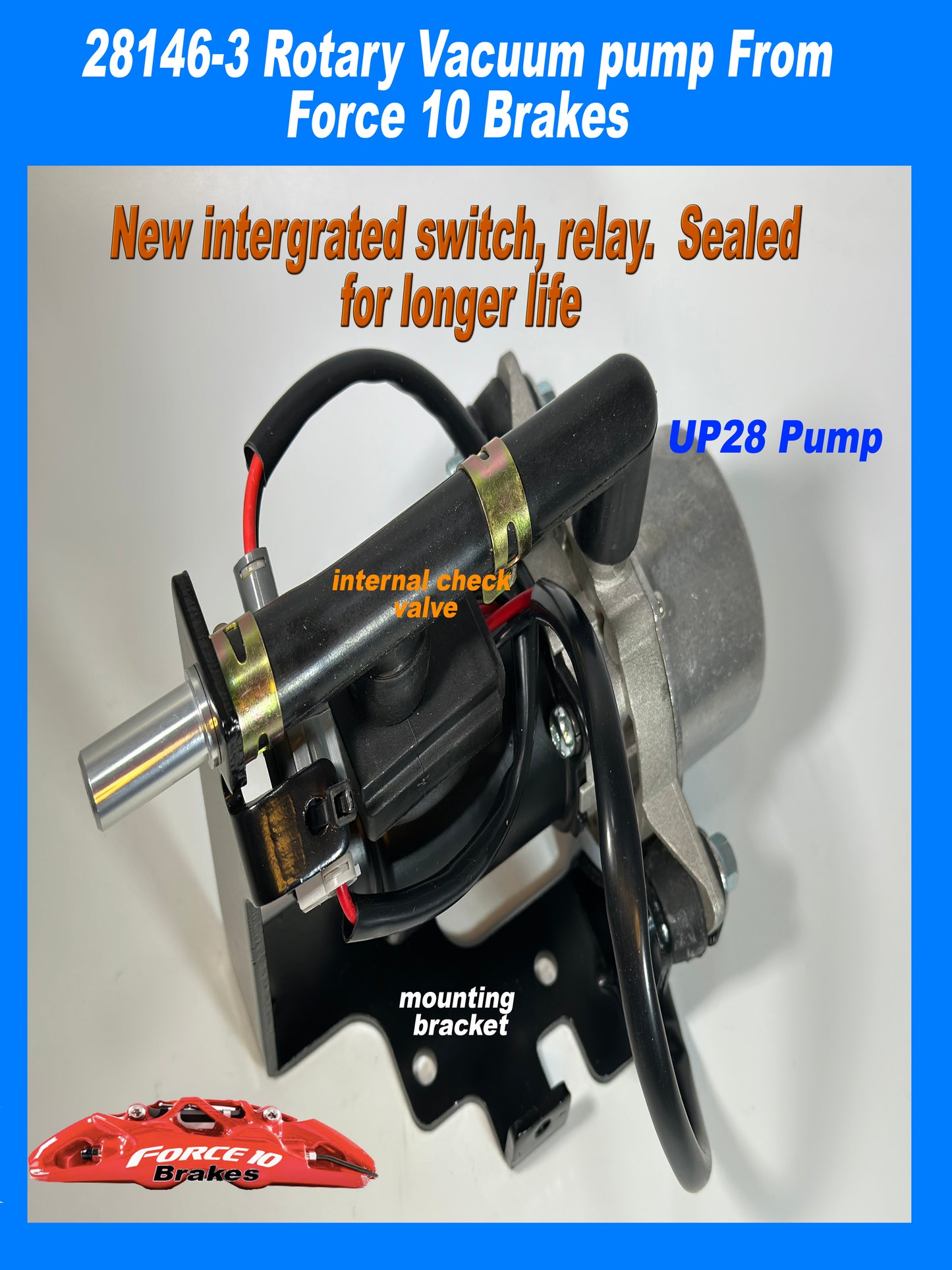 Brake Booster Rotary Vacuum Pump  "Plug and Play"  Ultra quiet, compact - Force 10 Brakes
