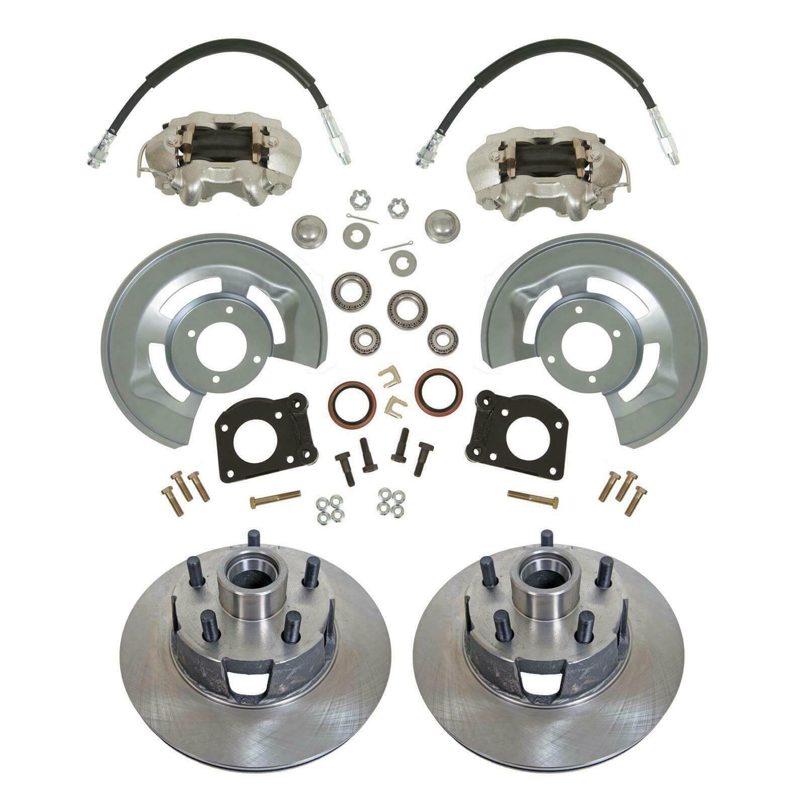 1964-73 Mustang Front Disc Brake Kit, Zinc plated calipers 11" rotors