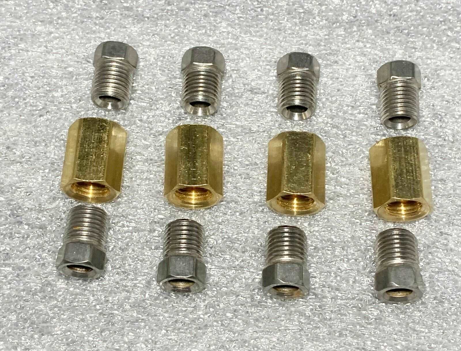 1/4" Brake line Stainless Steel Brake Fittings & brass Unions 7/16-24, 12 pieces