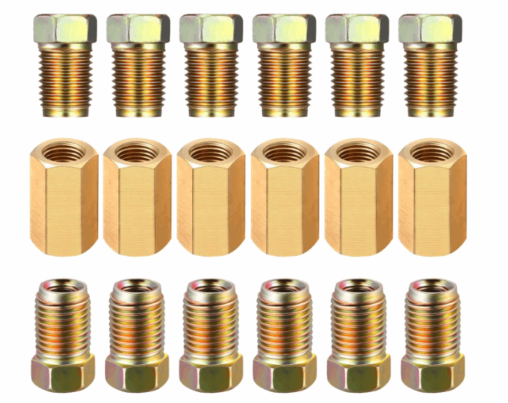 1/4 Brake Line Fittings & brass Union 18 Piece set  (7/16-20 Inverted)