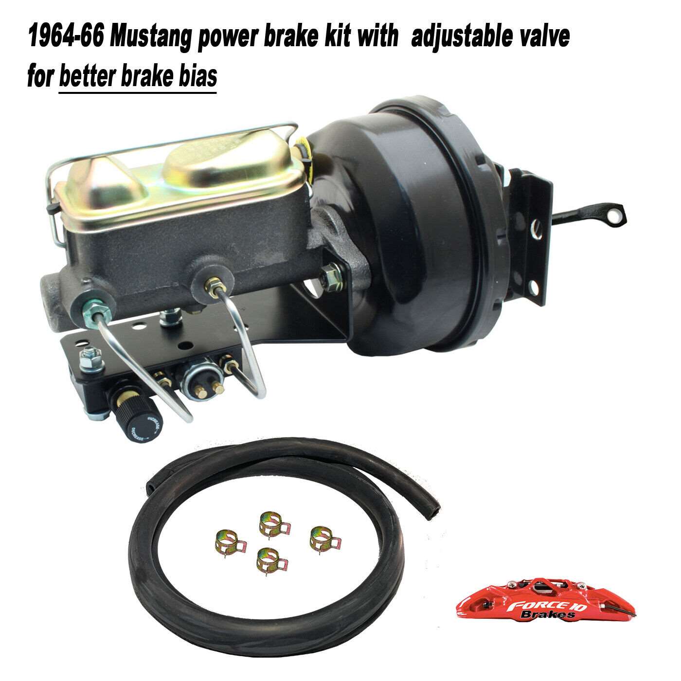 1964-66 Ford Mustang Power Brake Booster Conversion Kit Adjustable Block Valve