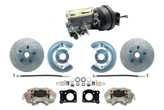 1964-66 Mustang Front Power Disc Brake Kit, Booster Master kit, Drilled Rotors