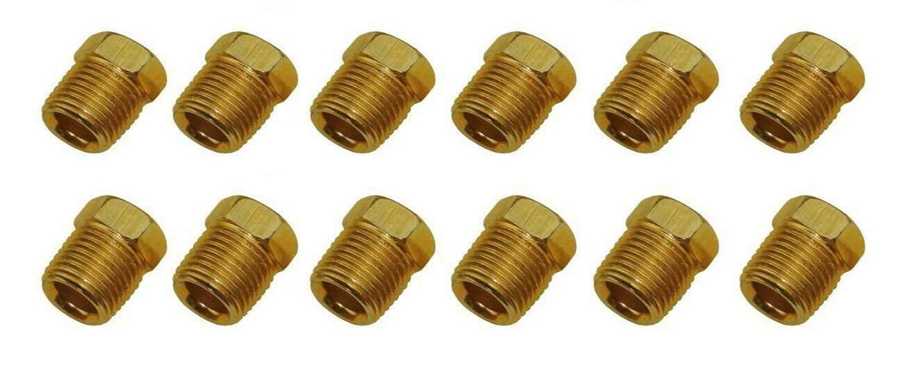 1/4 Brake Line Fitting 7/16-24 Inverted Flare Gold Tube Nut Tubing 12pc set