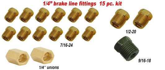 1/4 Brake Line Fitting kits for common steel  fittings + 1/4 brass unions