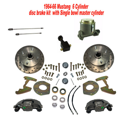 1964-66 Mustang 6 Cylinder Front Disc Brake Kit for 14-Inch- 4 lug  Wheels, non power