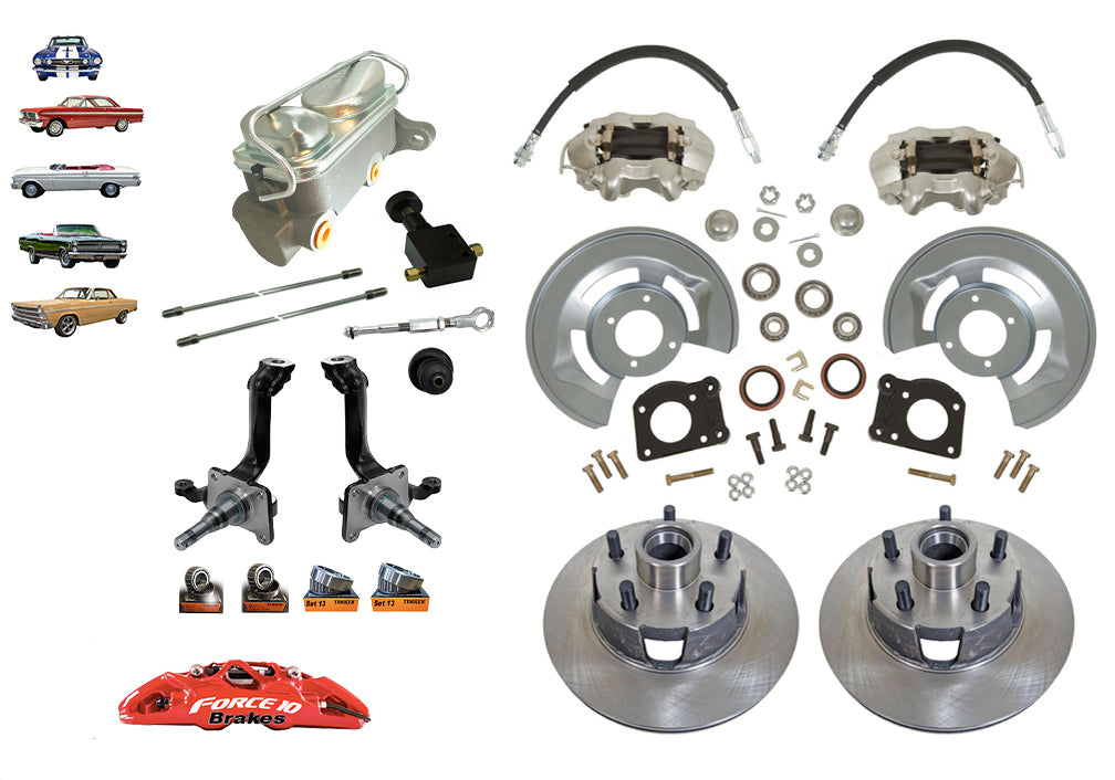 1962-69 Mustang,Falcon, Fairlane, Comet  Front Disc Brake Kit, New V8 Spindles