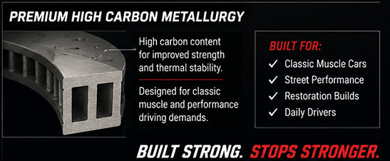 64-67 Mustang Front Hi Carbon plain finish Rotors, "Carbon Core" material