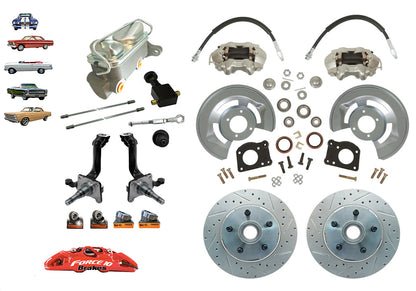 1962-69 Mustang,Falcon, Fairlane, Comet  Front Disc Brake Kit, New V8 Spindles