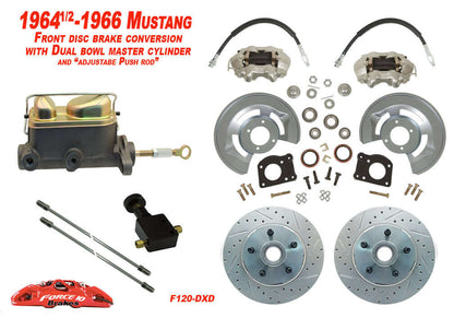 1964-66 Mustang, Fairlane,  Front Disc Brake Kit, dual bowl Master XD rotors Force 10 Brakes