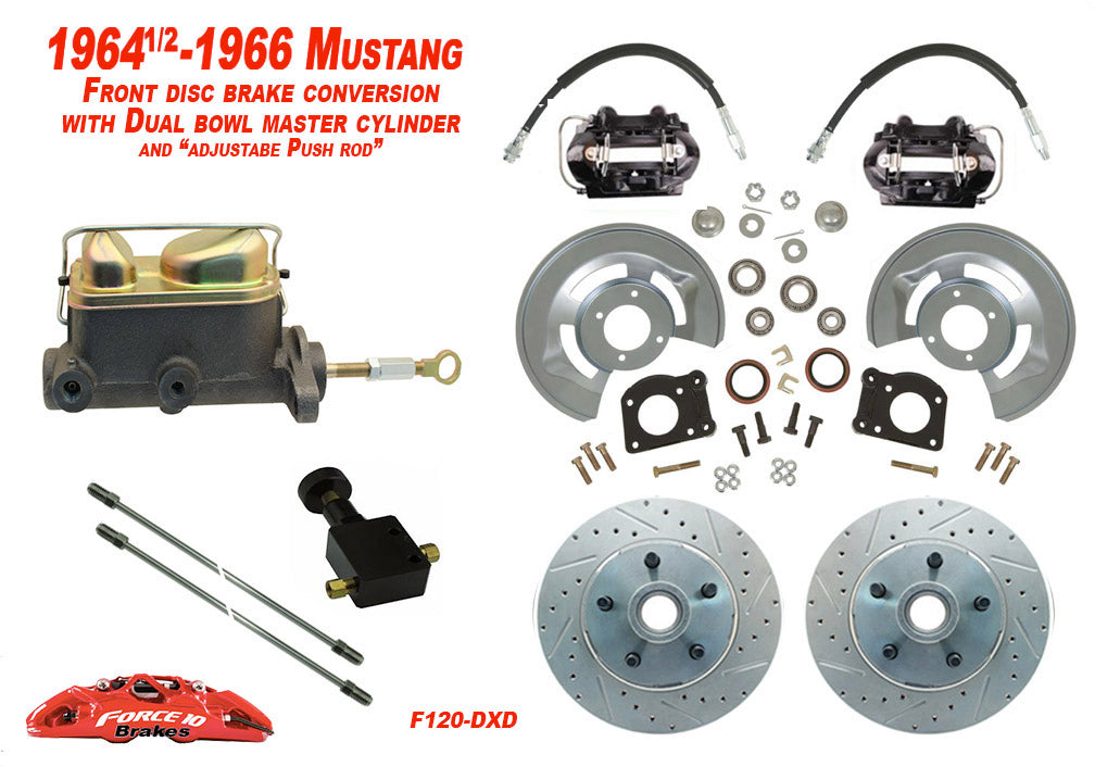 1969 Falcon Front Disc Brake Kit -11" Drilled Rotors-Dual Bowl Master Cylinder - Force 10 Brakes