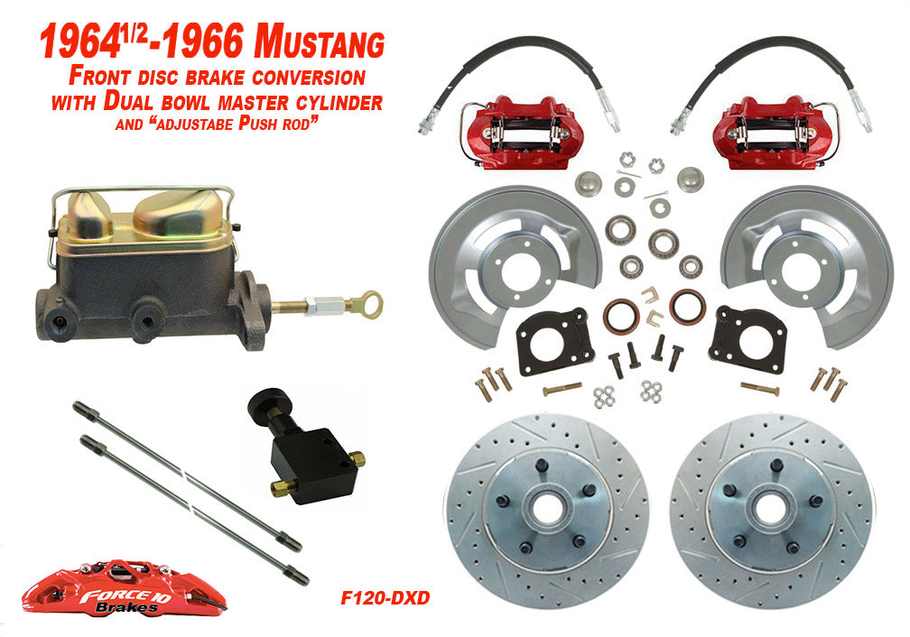 1969 Falcon Front Disc Brake Kit -11" Drilled Rotors-Dual Bowl Master Cylinder - Force 10 Brakes