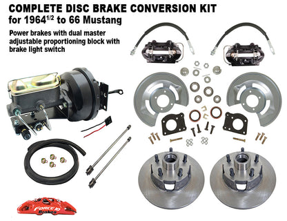 1964-66 Mustang Manual Transmission Front Power Disc Brake Upgrade Kit  11" Drilled Rotors - Force 10 Brakes