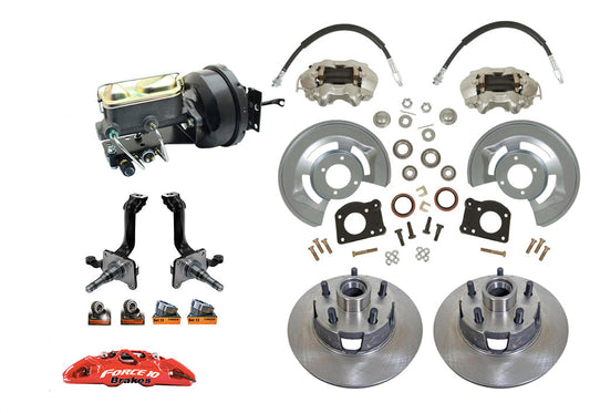 1964-66 Mustang Power Front Disc Brake Kit with big bearing V8 Spindles