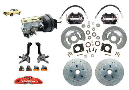 1964-66 Mustang Power Disc Brake kit - V8 Spindles Aluminum Master, Manual Shift