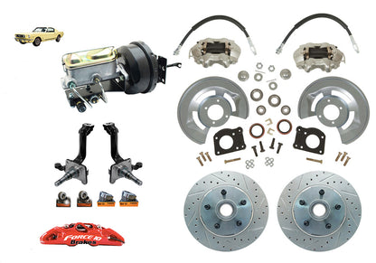 1964-66 Mustang Power Disc Brake kit - V8 Spindles Aluminum Master, Manual Shift