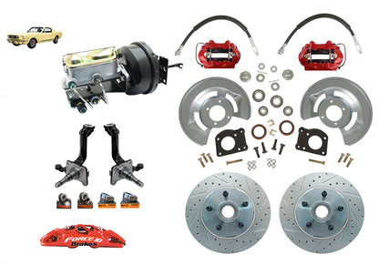 1964-66 Mustang Power Disc Brake kit - V8 Spindles Aluminum Master, Manual Shift