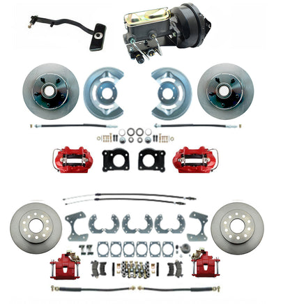1967–69 Mustang Power Disc Brake Conversion Kit – Complete Front &amp; Rear with 9" Booster &amp; Drilled Rotors (Fits 8" &amp; 9" Rear Axles, Automatic Trans)