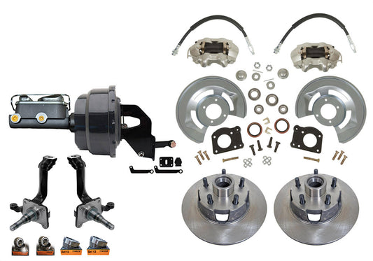 1966-1969 Ford Fairlane Front Power Disc Brake Kit With New V8 Spindles