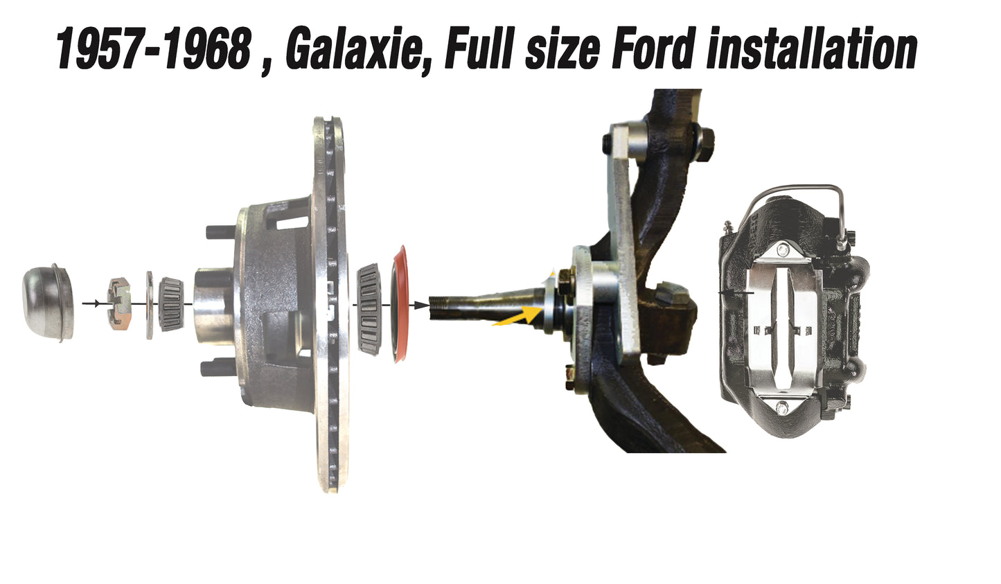 4-Piston Front Disc Conversion 1957–1968 Ford & Mercury cars, with Power brakes
