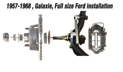4-Piston Front Disc Conversion 1957–1968 Ford & Mercury cars, with Power brakes