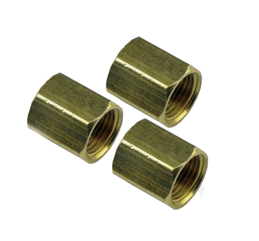 1/2-20 Inverted Flare Brass Brake Line Union,  3 pieces