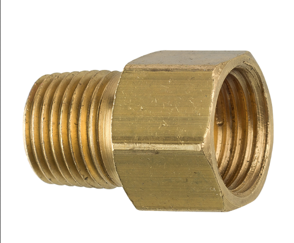 3/8-24 Male x 7/16-24 Female Inverted Flare Adapter for M/Cyl., Brass