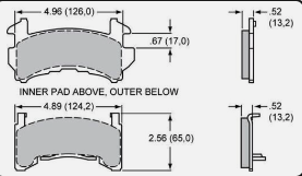 Rear Disc brake Conversion kit pads, D154 semi metallic