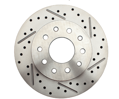 1967-69 Mustang Front-Rear 9" Power Disc Brake Kit X drilled rotors- Auto Trans Force 10 Brakes