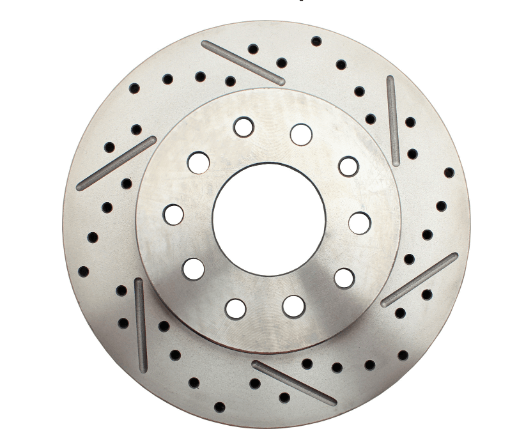 1967-69 Mustang Front and Rear Power Disc Brake Kit w/drilled rotors - Auto trans, RED Force 10 Brakes