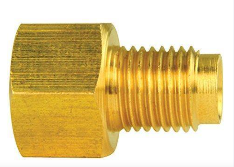 3/8-24 Male x 7/16-24 Female Inverted Flare Adapter for M/Cyl., Brass