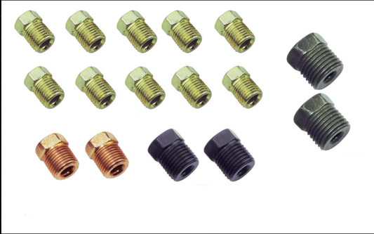 3/16" Brake Line Fitting Assortment – 16 Pc Zinc-Plated Tube Nut Set | SAE Threads - Force 10 Brakes