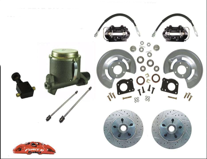 1964-66 Ford Mustang Manual Front Disc Brake Conversion Kit with Black Calipers and 11" Rotors