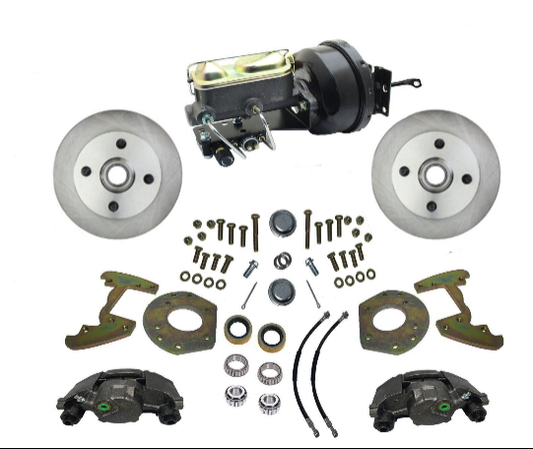 1964-66 Mustang 6-Cylinder 4-Lug Power Disc Brake Kit - Aluminum Master - Automatic shift - Force 10 Brakes