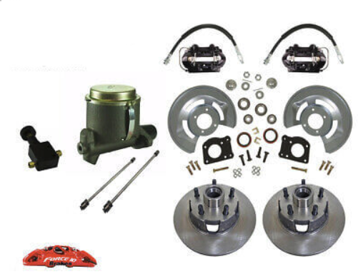 1964-66 Mustang Front Disc Brake Conversion Kit with 11" XD Rotors - Black Calipers