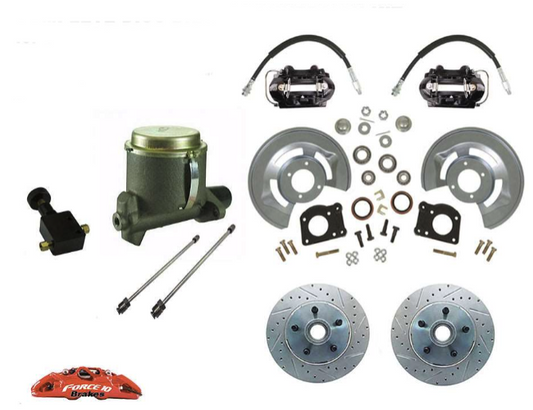 1964-66 Ford Mustang Manual Front Disc Brake Conversion Kit with Black Calipers and 11" Rotors