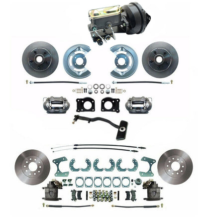 1967–69 Mustang Power Disc Brake Conversion Kit – Complete Front &amp; Rear with 9" Booster &amp; Drilled Rotors (Fits 8" &amp; 9" Rear Axles, Automatic Trans)