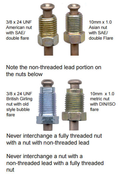 3/16x 30"  Ni-Copper brake line -Stainless 10mx1.0 fittings inverted flare