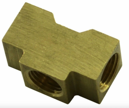 Inverted Flare Brake Brass Tee 1/4" Line 7/16-24 All Sides