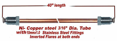 3/16 Ni-Copper brake line 40" length-Stainless 10mx1.0 fittings inverted flare