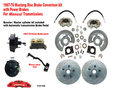 1967-68-69 Ford Mustang Front Drum to Power Disc Conv Kit,  XD Rotors , Manual