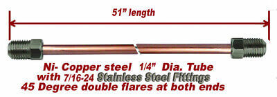 1/4" x 51" Nickel- Copper Brake Line, 7/16-24 Stainless Tube Nuts inverted Flare