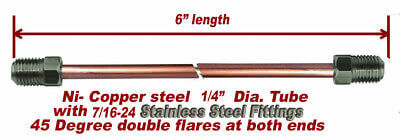 1/4" x 6" Nickel- Copper brake line 7/16-24 Stainless Tube Nuts inverted Flare