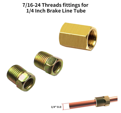 1/4 brake line, 7/16-24 Inverted Flare Line Fittings & brass Unions, 12 pcs.