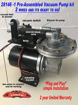 Brake Booster Premium Vacuum Pump -12 V "Plug & Play" w/install kit, Auto Trans