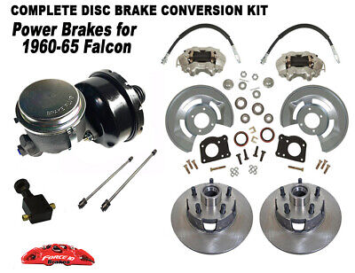 1962-69 Falcon Power Front  Disc Brake Kit 5 lug, 4 Piston Zinc plated calipers