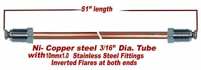 3/16 Ni-Copper brake line 51" length-Stainless 10mx1.0 fittings inverted flare