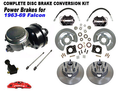 1963-69 Ford Falcon Power Front Drum to Disc Brake Kit 5 lug, black calipers